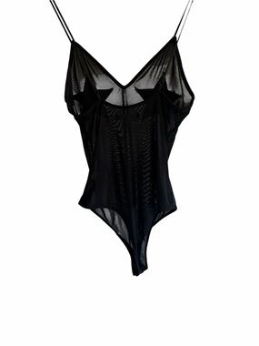 Kendall & Kylie Black Sheer Mesh Bodysuit with Spaghetti Straps
